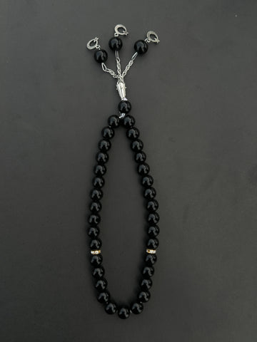 Khan Sahib Style Tasbih – 33 Beads (Black Premium Finish)
